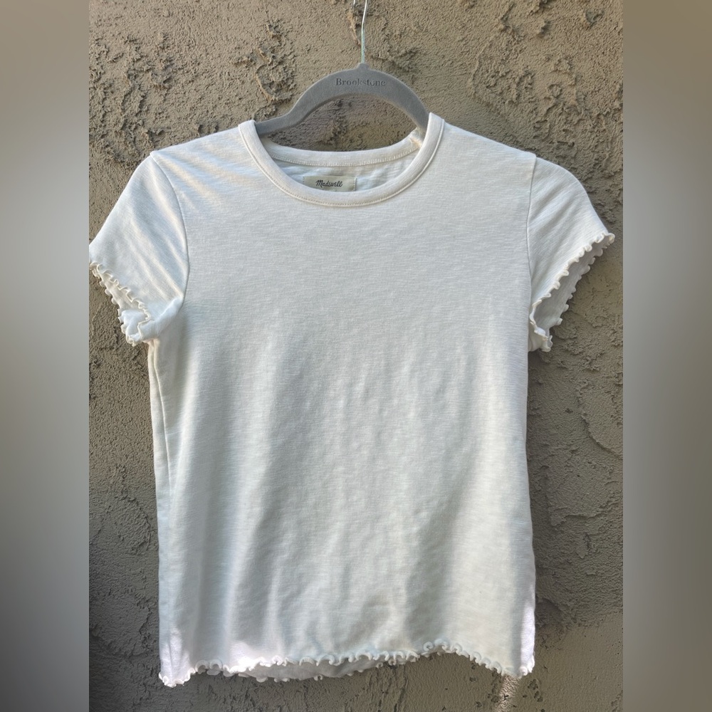 Madewell Lettuce Trim White T-Shirt Size Small